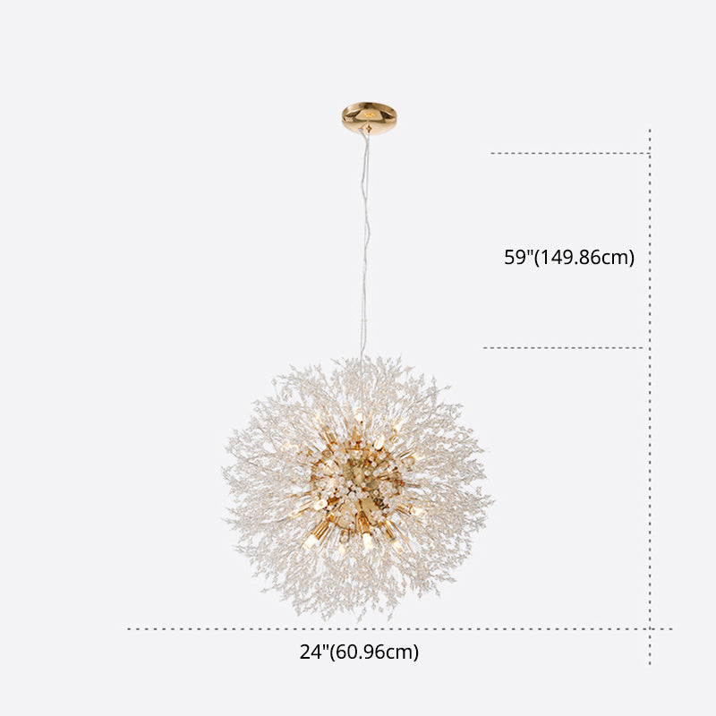 Contemporary Simplicity Style Dandelion Chandelier with Crystal Beads Shade Home Decorative Lighting Fixture for Dining Room