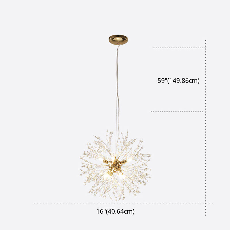 Contemporary Simplicity Style Dandelion Chandelier with Crystal Beads Shade Home Decorative Lighting Fixture for Dining Room