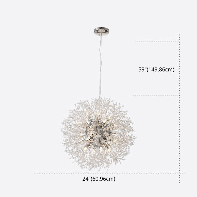 Contemporary Simplicity Style Dandelion Chandelier with Crystal Beads Shade Home Decorative Lighting Fixture for Dining Room