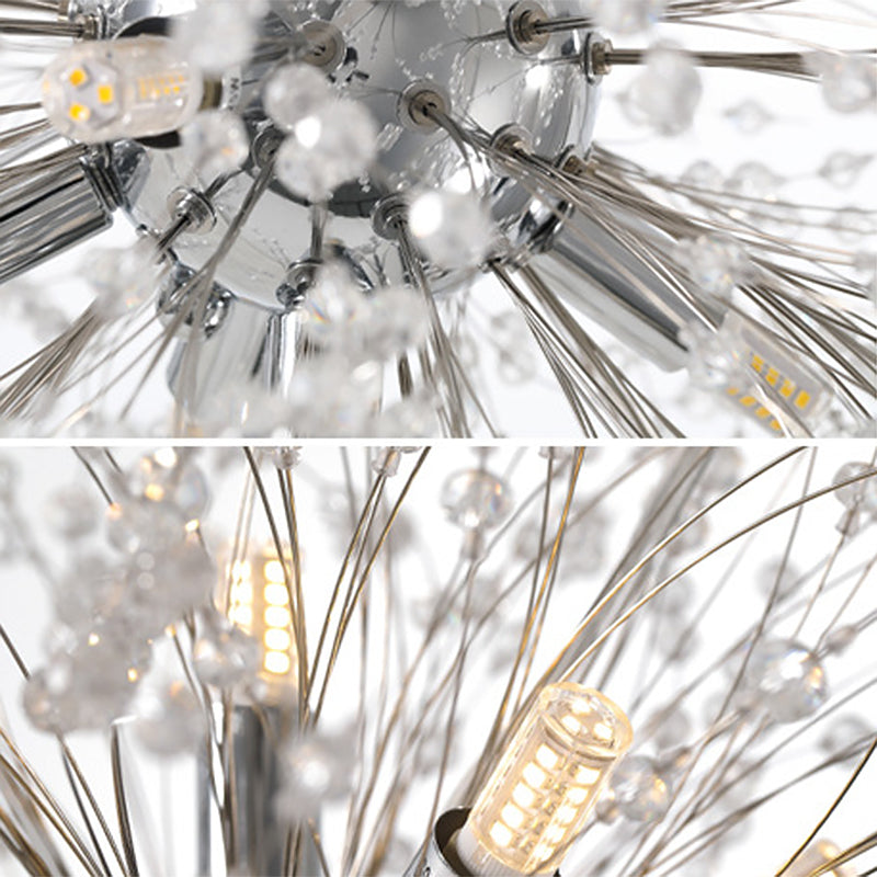 Contemporary Simplicity Style Dandelion Chandelier with Crystal Beads Shade Home Decorative Lighting Fixture for Dining Room