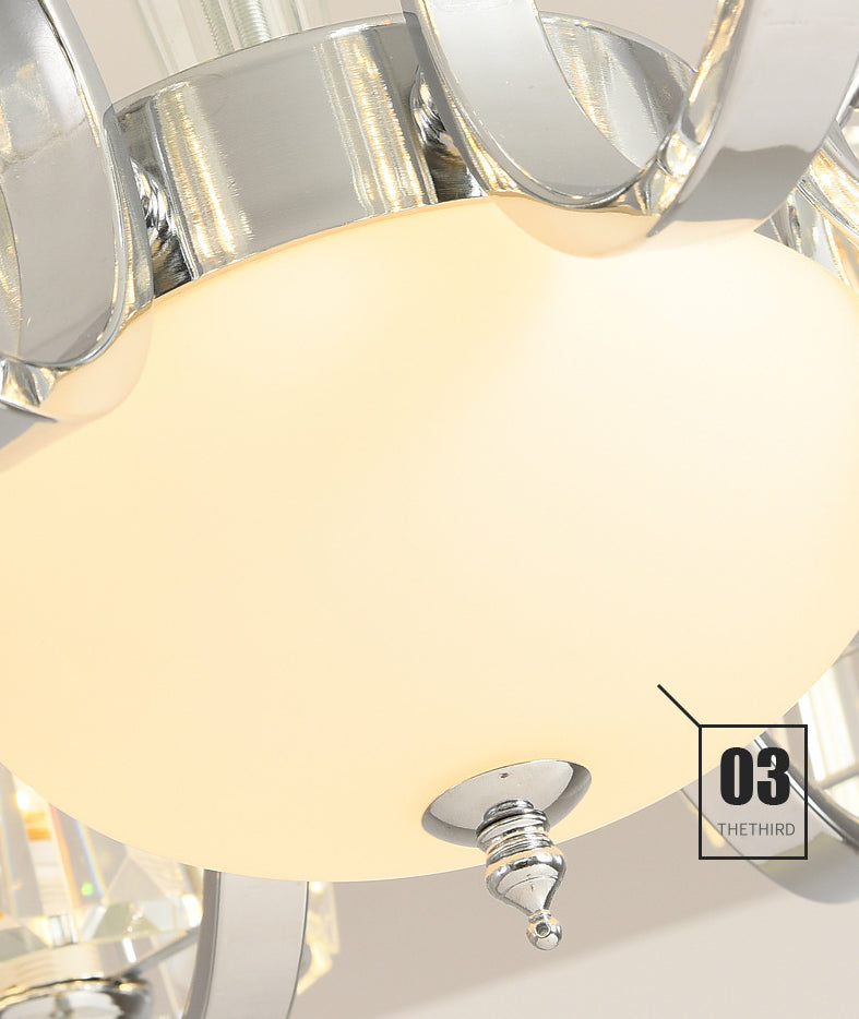 Transparent Ribbed Crystal Chandelier Light Modernism Multi Lights Dining Room Suspension Pendant Light with Sliver Twisted Arm