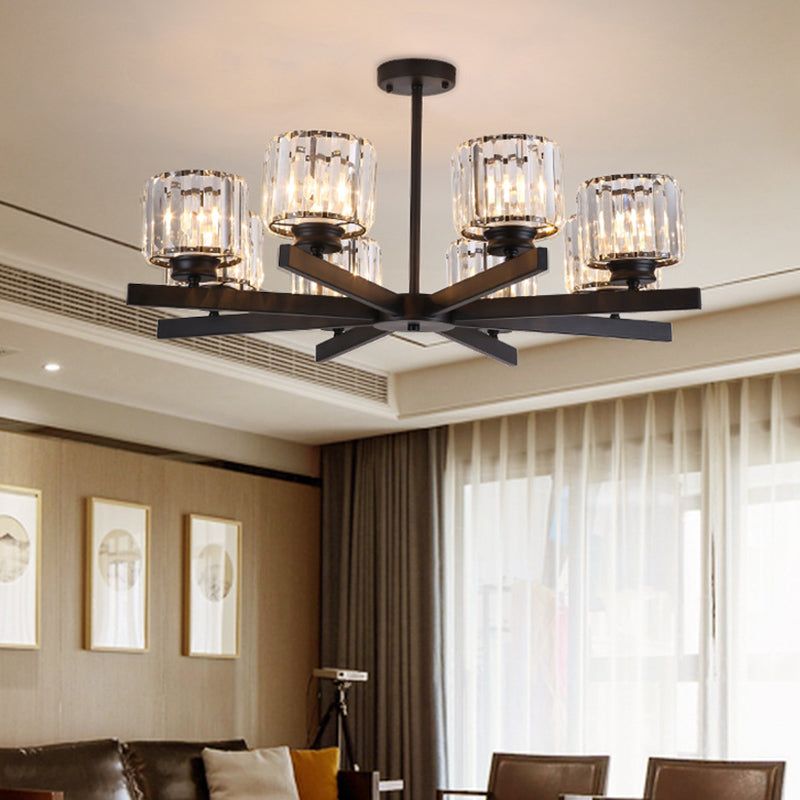 Cristallo trasparente Crystal Cilindrico Leonaio Lampaggio Light Modern Style Living Soggiorno pendenti in nero
