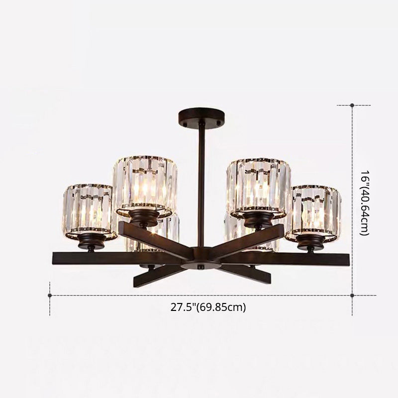 Cristallo trasparente Crystal Cilindrico Leonaio Lampaggio Light Modern Style Living Soggiorno pendenti in nero