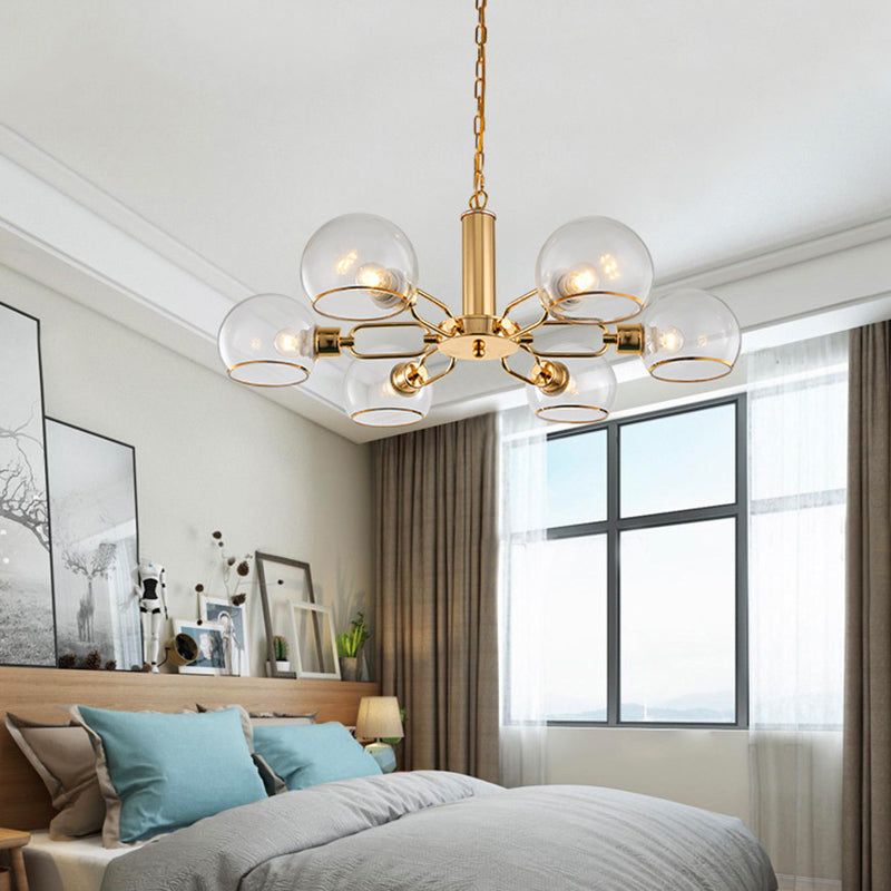 Glass Sphere Hanging Chandelier Minimalist Style Chandelier Pendant Light for Bedroom