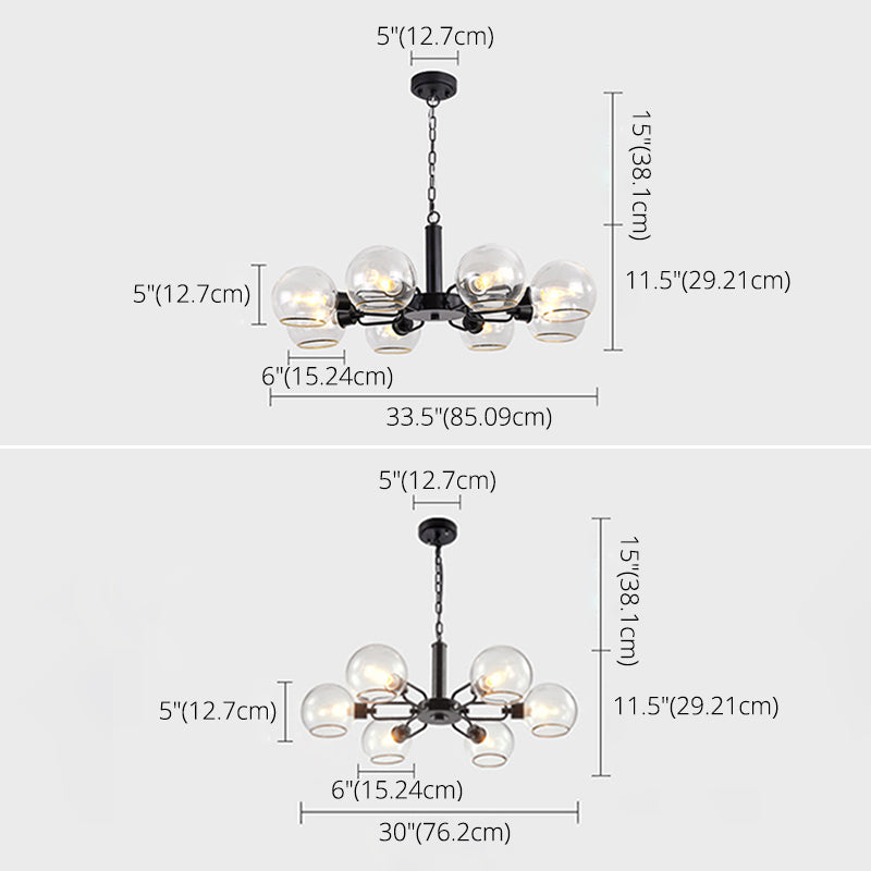 Glass Sphere Hanging Chandelier Minimalist Style Chandelier Pendant Light for Bedroom