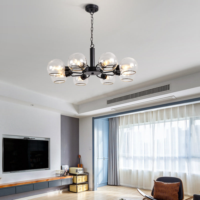 Glass Sphere Hanging Chandelier Minimalist Style Chandelier Pendant Light for Bedroom