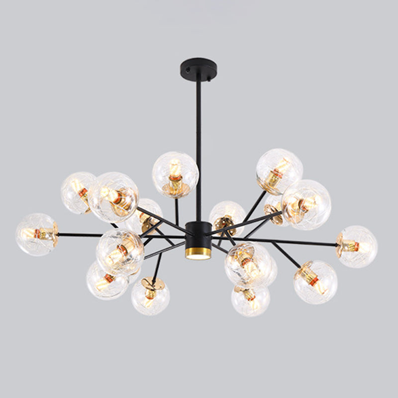Black Round Pendant Chandelier Minimalist Style Glass Chandelier Light Fixture for Living Room