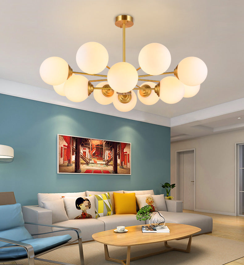 Gold Globe-Shaped Hanging Light Fixture Modern Style Glass Pendant Lighting for Bedroom