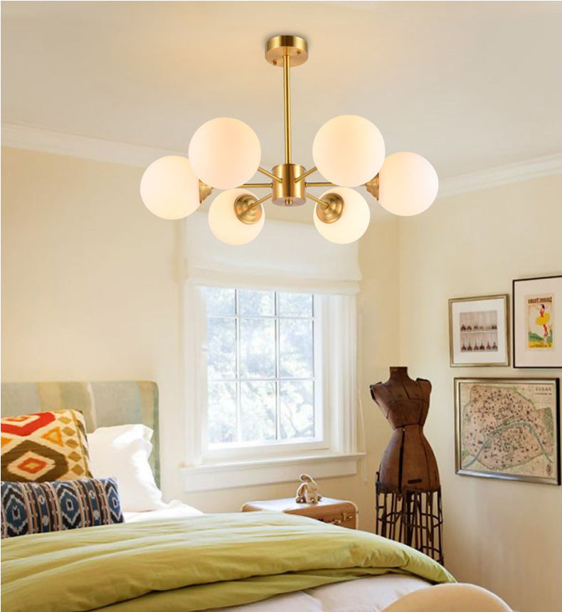 Gold Globe-Shaped Hanging Light Fixture Modern Style Glass Pendant Lighting for Bedroom