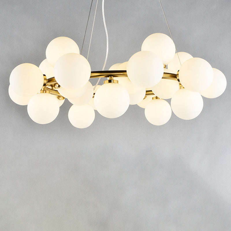 Glass Circular Hanging Pendant Light Contemporary Chandelier Pendant Light in White