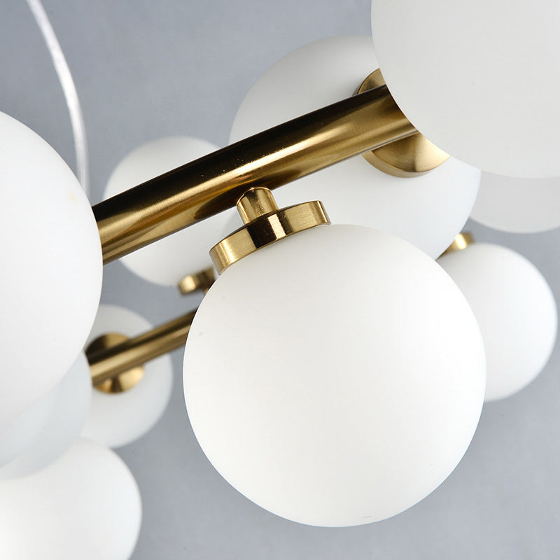 Glass Circular Hanging Pendant Light Contemporary Chandelier Pendant Light in White