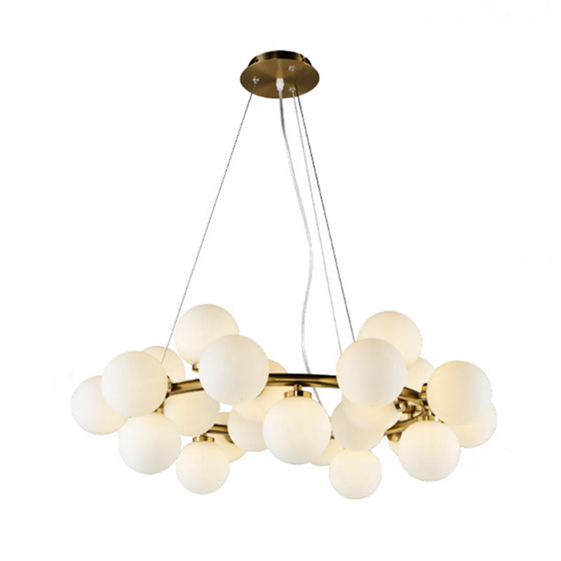 Glass Circular Hanging Pendant Light Contemporary Chandelier Pendant Light in White
