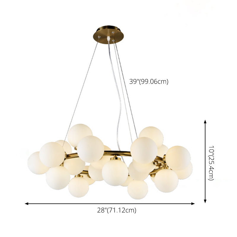 Glass Circular Hanging Pendant Light Contemporary Chandelier Pendant Light in White