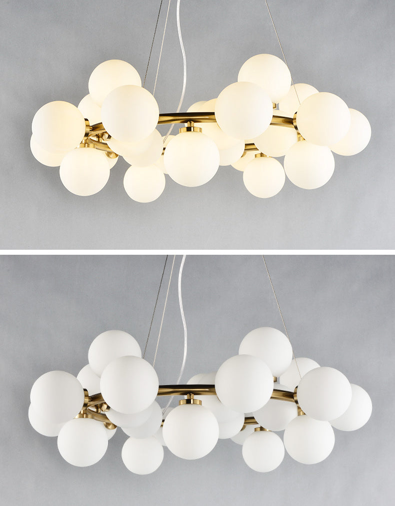 Glass Circular Hanging Pendant Light Contemporary Chandelier Pendant Light in White