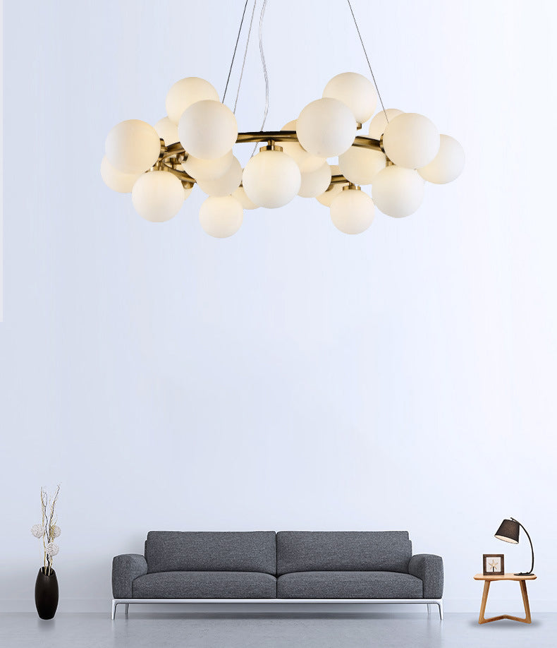 Glass Circular Hanging Pendant Light Contemporary Chandelier Pendant Light in White