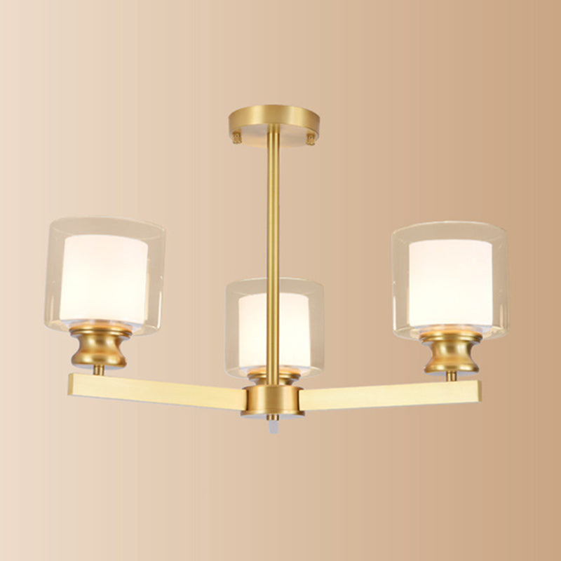 Contemporary Style Cylinder Clusters Pendant Glass Living Room Chandelier Pendant Light in Gold