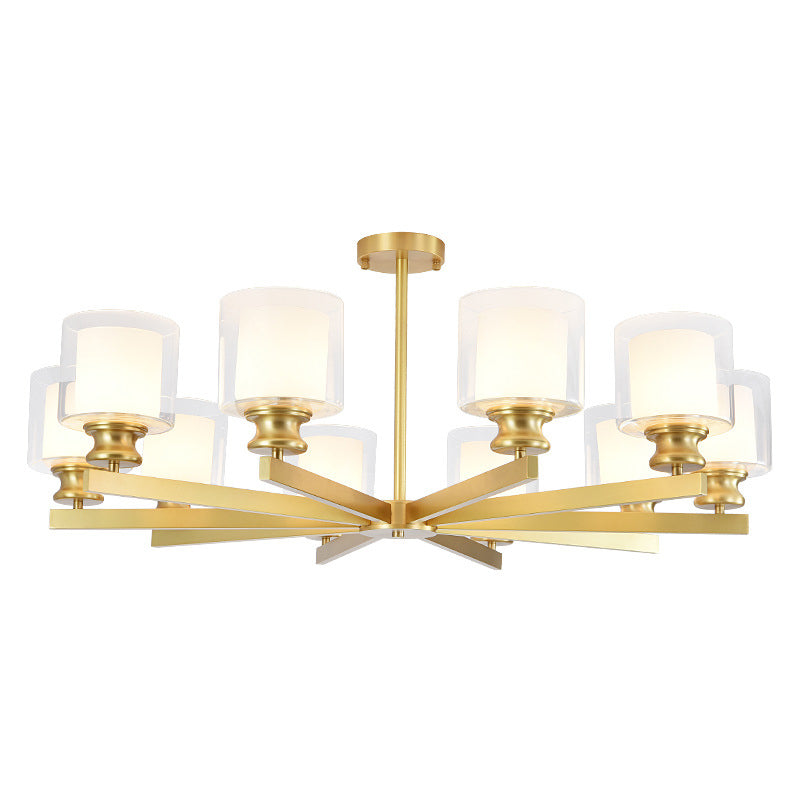 Contemporary Style Cylinder Clusters Pendant Glass Living Room Chandelier Pendant Light in Gold