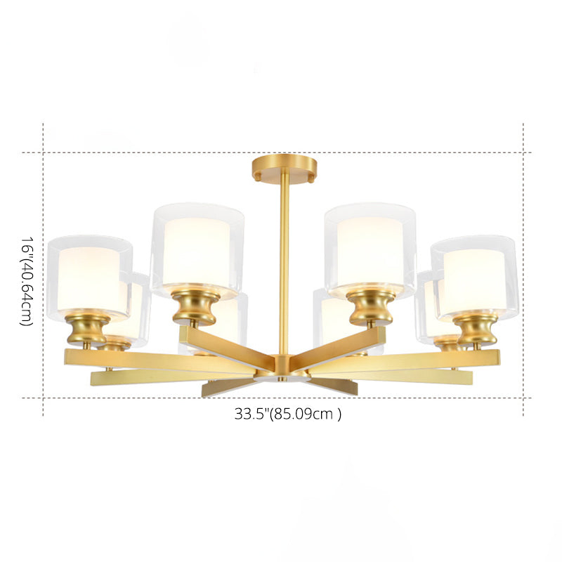 Contemporary Style Cylinder Clusters Pendant Glass Living Room Chandelier Pendant Light in Gold