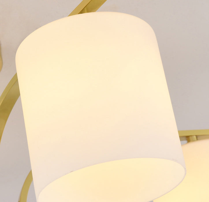 Modern Style Chandelier Light Fixture Gold Cylinder Chandelier Light Fixture with Glass Shade