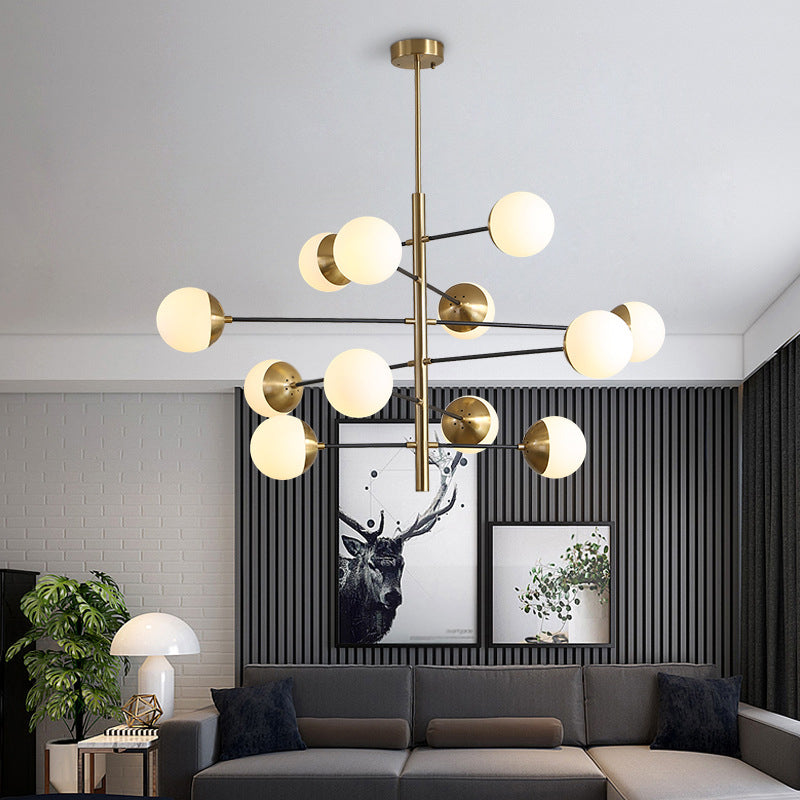 Living Room Chandelier Pendant Light Modern Chandelier Light Fixture with Starburst Glass Shade