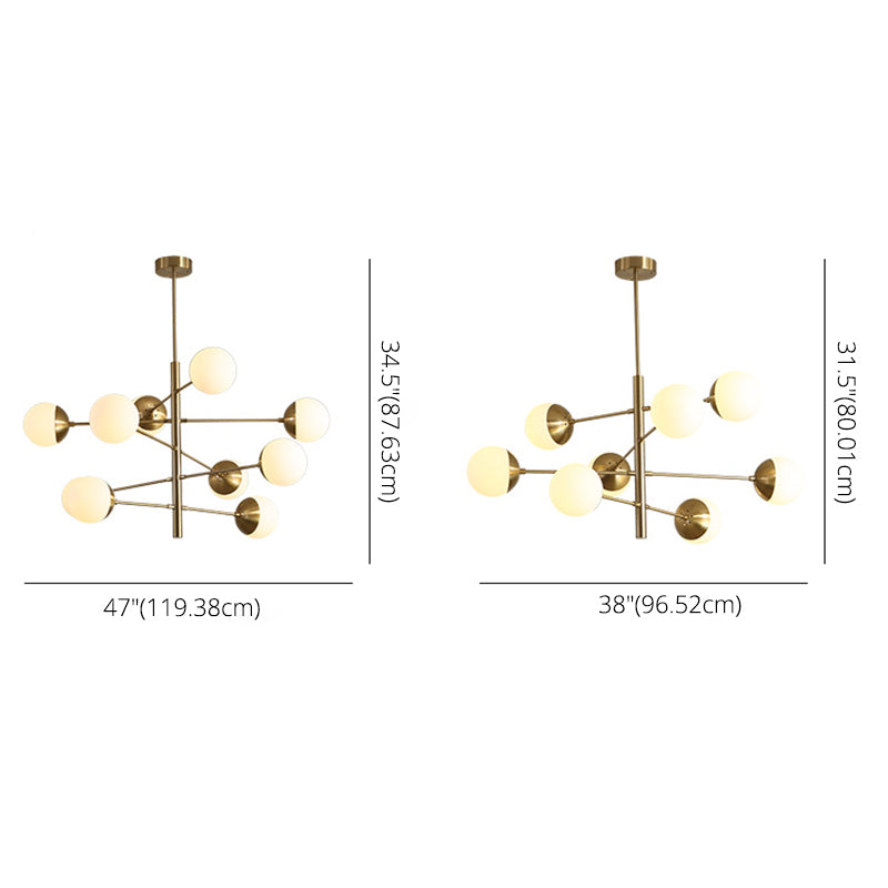 Living Room Chandelier Pendant Light Modern Chandelier Light Fixture with Starburst Glass Shade