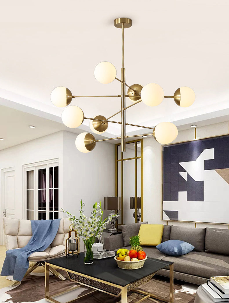 Living Room Chandelier Pendant Light Modern Chandelier Light Fixture with Starburst Glass Shade