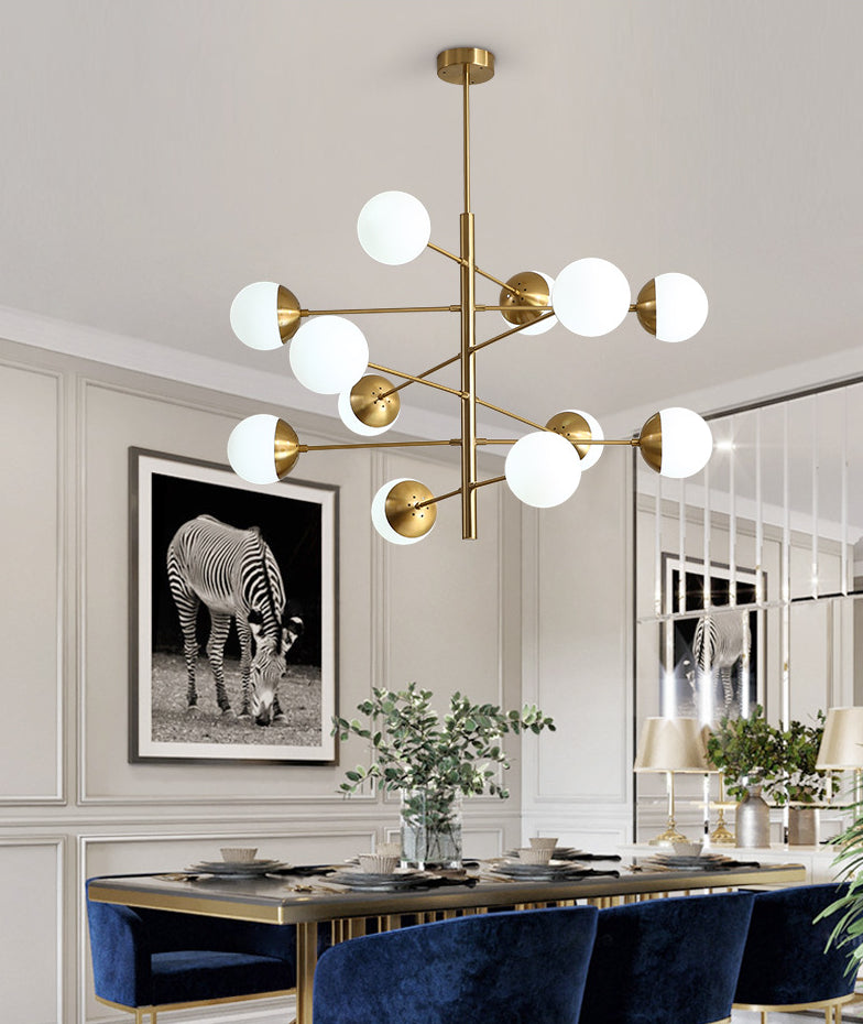 Living Room Chandelier Pendant Light Modern Chandelier Light Fixture with Starburst Glass Shade