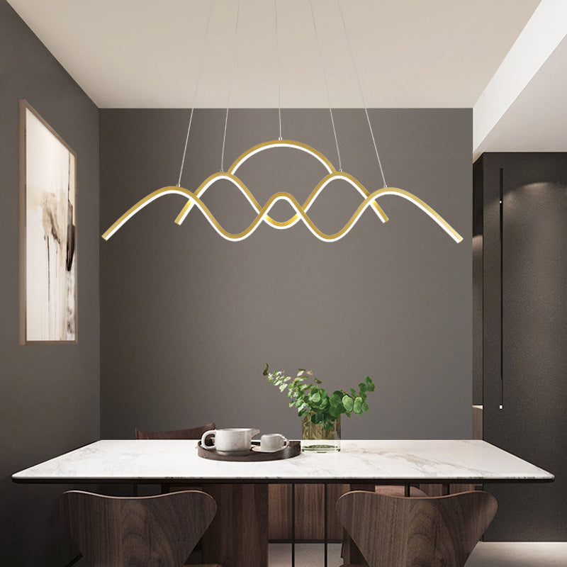 Wave Metal Suspension Pendant Light Contemporary Style LED Chandelier Lighting Fixture