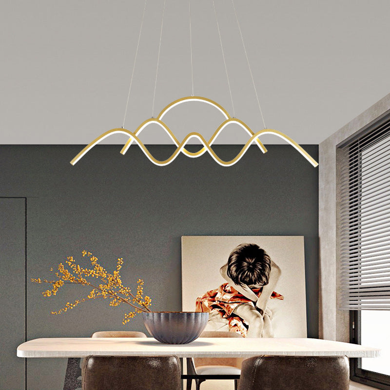 Wave Metal Suspension Pendant Light Contemporary Style LED Chandelier Lighting Fixture