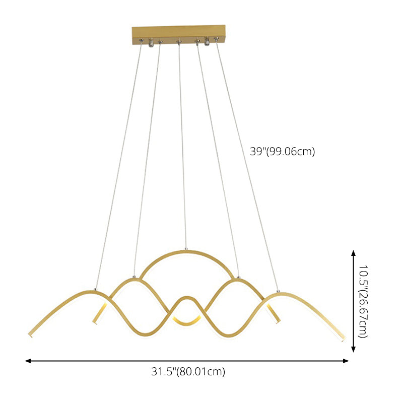 Wave Metal Suspension Pendant Light Contemporary Style LED Chandelier Lighting Fixture