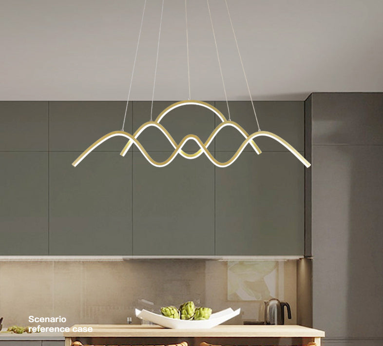Wave Metal Suspension Pendant Light Contemporary Style LED Chandelier Lighting Fixture