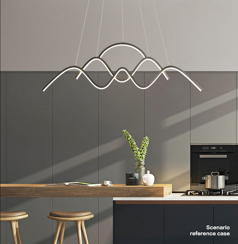 Wave Metal Suspension Pendant Light Contemporary Style LED Chandelier Lighting Fixture
