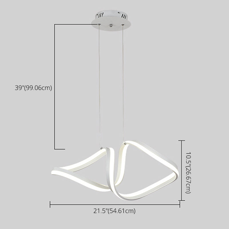 Fish-Shape Dinning Room Pendant Light Fixture Metal LED Minimalist Hanging Lamp Kit in White