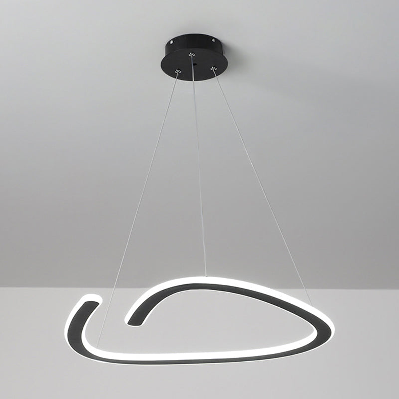 Metal Shaded Chandelier Lighting Fixture Modern LED Suspended Lighting Fixture in Black