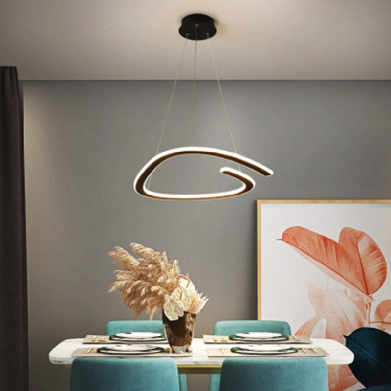 Metal Shaded Chandelier Lighting Fixture Modern LED Suspended Lighting Fixture in Black