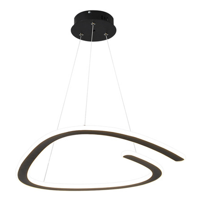 Metal Shaded Chandelier Lighting Fixture Modern LED Suspended Lighting Fixture in Black
