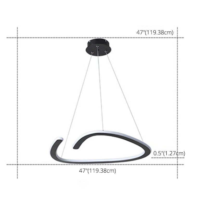 Metal Shaded Chandelier Lighting Fixture Modern LED Suspended Lighting Fixture in Black