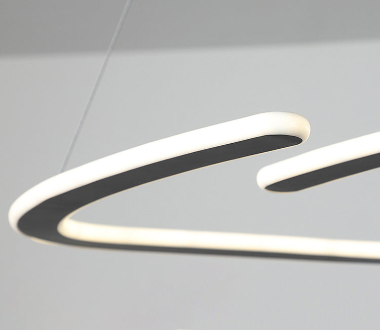 Metal Shaded Chandelier Lighting Fixture Modern LED Suspended Lighting Fixture in Black