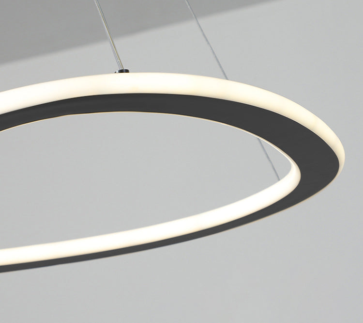 Metal Shaded Chandelier Lighting Fixture Modern LED Suspended Lighting Fixture in Black