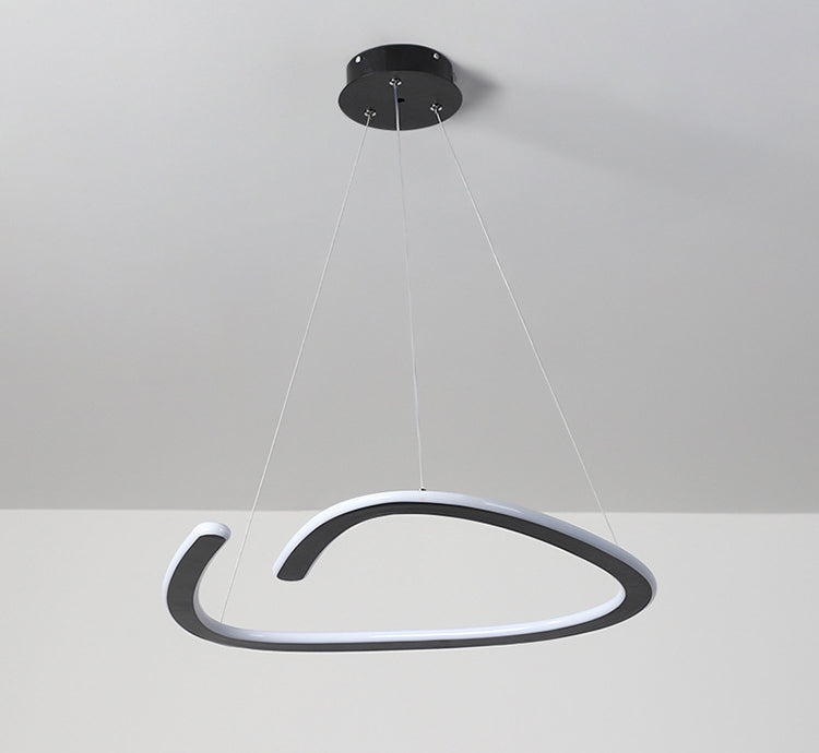 Metal Shaded Chandelier Lighting Fixture Modern LED Suspended Lighting Fixture in Black