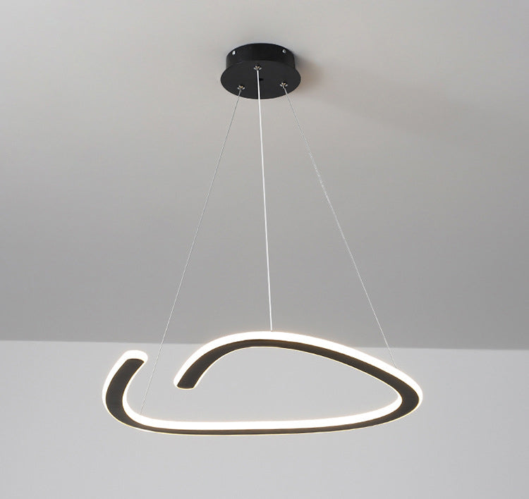 Metal Shaded Chandelier Lighting Fixture Modern LED Suspended Lighting Fixture in Black