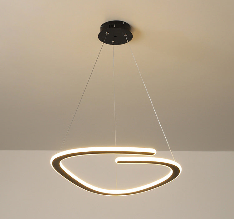 Metal Shaded Chandelier Lighting Fixture Modern LED Suspended Lighting Fixture in Black