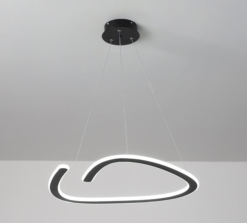 Metal Shaded Chandelier Lighting Fixture Modern LED Suspended Lighting Fixture in Black