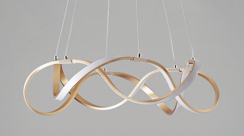 Metal Twisting Pendant Lighting Fixture Simplicity LED Gold Chandelier Lamp for Dinning Room