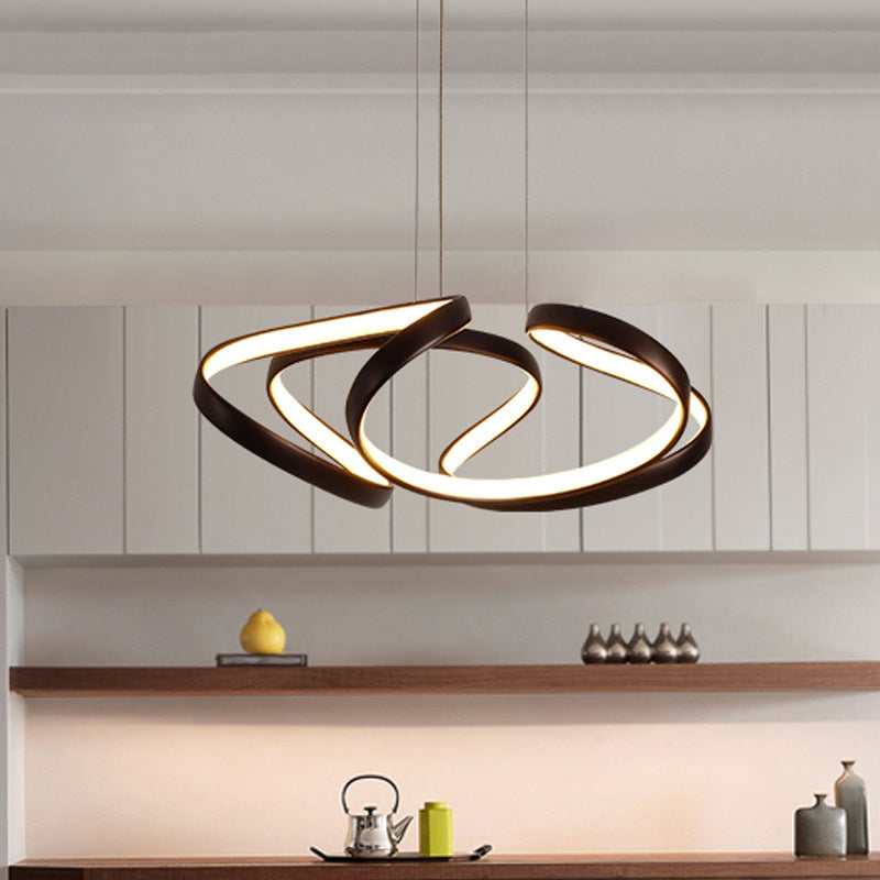 Twisted Chandelier Light Fixture Minimalist Style Metal LED Chandelier Pendant Light