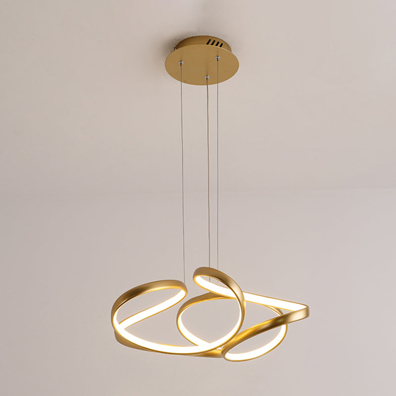Twisted Chandelier Light Fixture Minimalist Style Metal LED Chandelier Pendant Light