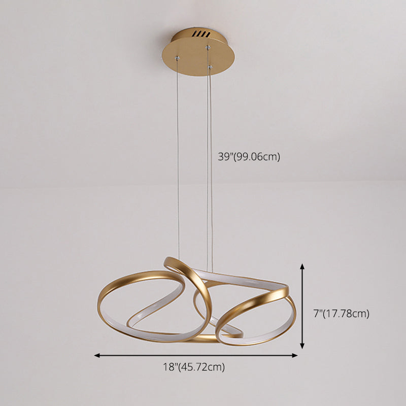 Twisted Chandelier Light Fixture Minimalist Style Metal LED Chandelier Pendant Light