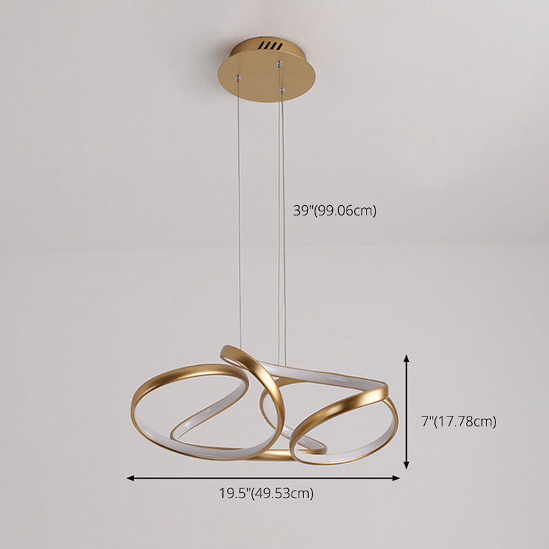 Twisted Chandelier Light Fixture Minimalist Style Metal LED Chandelier Pendant Light