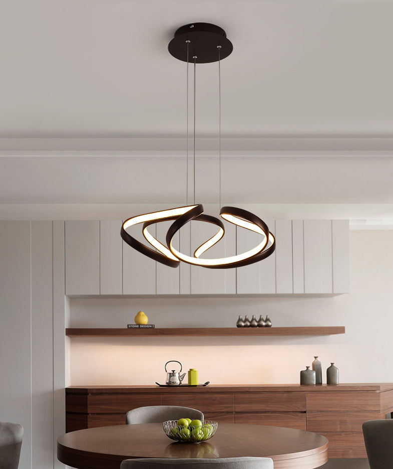 Twisted Chandelier Light Fixture Minimalist Style Metal LED Chandelier Pendant Light