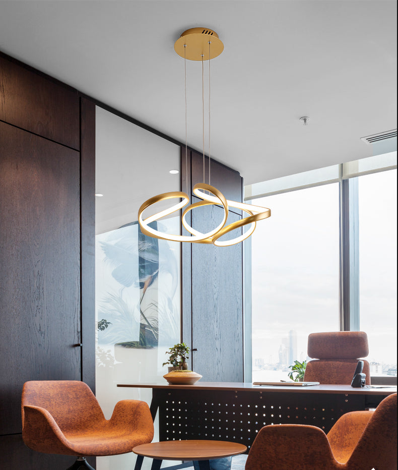 Twisted Chandelier Light Fixture Minimalist Style Metal LED Chandelier Pendant Light